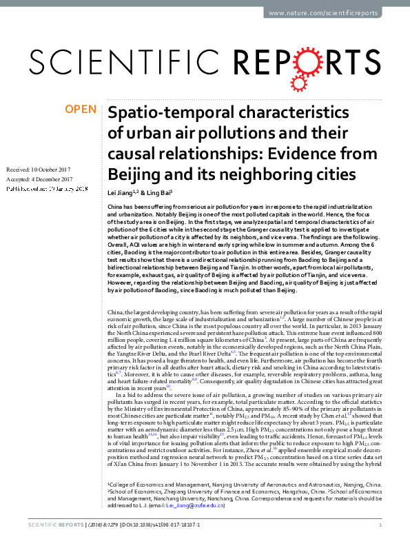 (PDF) Spatio-temporal characteristics of urban air pollutions and their ...