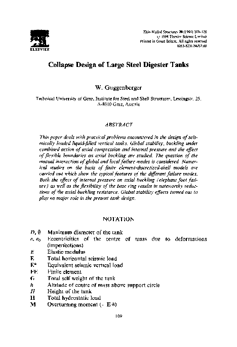 (PDF) Collapse design of large steel digester tanks