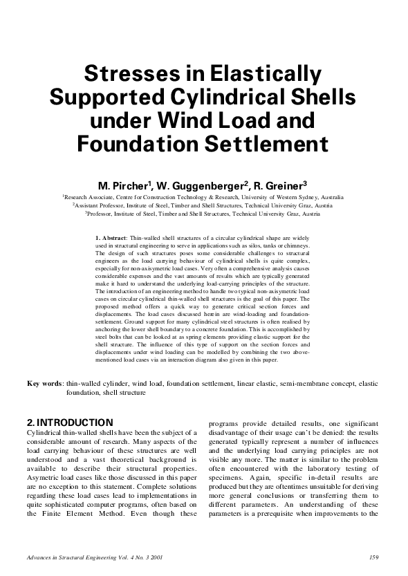 (PDF) Stresses in Elastically Supported Cylindrical Shells under Wind ...