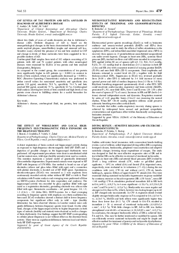 (PDF) P CSF Levels of Tau Protein and Beta Amyloid in Diagnosis of ...