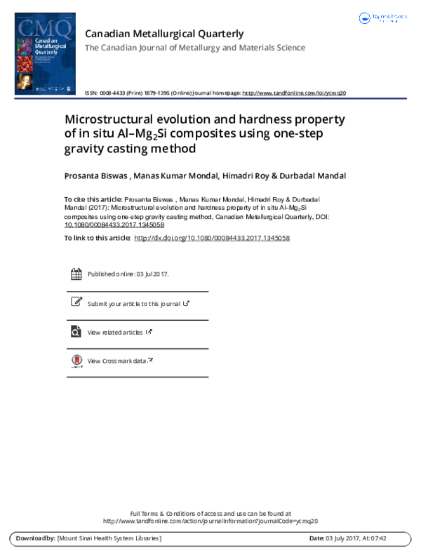 (PDF) Microstructural evolution and hardness property of in situ Al ...