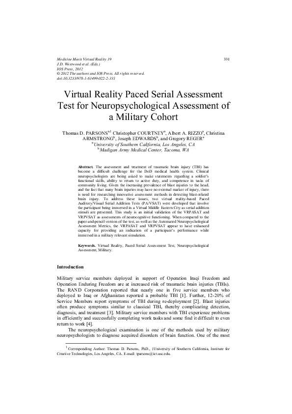(PDF) Virtual reality paced serial assessment test for ...