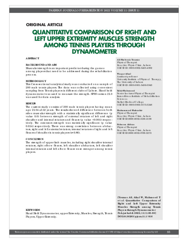(PDF) Quantitative Comparison of Right and Left Upper Extremity Muscles ...