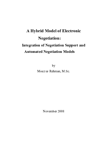 (PDF) A hybrid model of electronic negotiation : integration of ...
