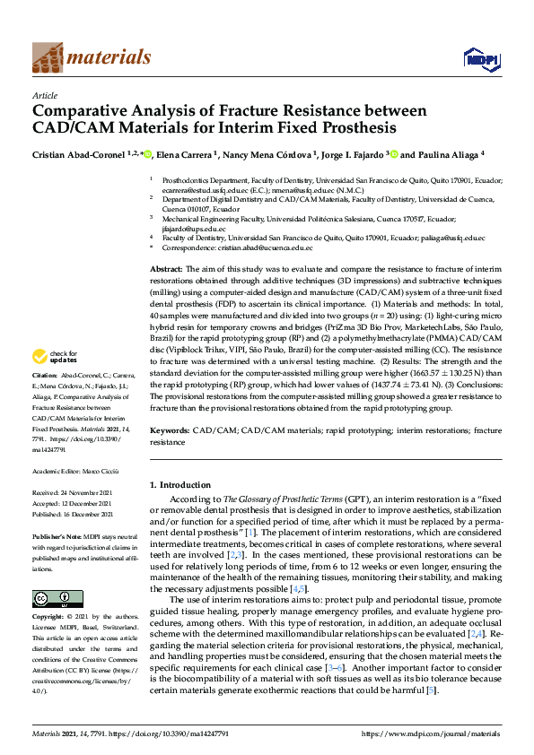 (PDF) Comparative Analysis of Fracture Resistance between CAD/CAM ...