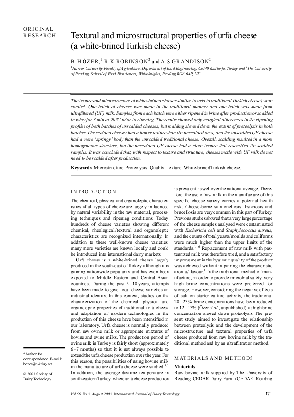(PDF) Textural and microstructural properties of urfa cheese (a white ...