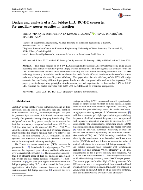 (PDF) Design and analysis of a full bridge LLC DC-DC converter for ...