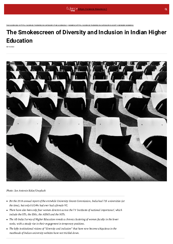 (PDF) The Smokescreen of Diversity and Inclusion in Indian Higher ...
