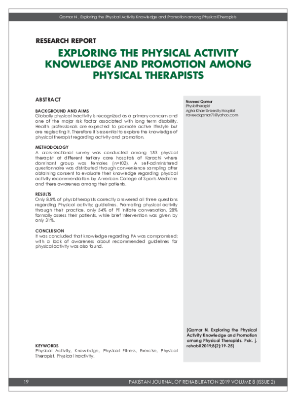 (PDF) Exploring the Physical Activity Knowledge and Promotion Among ...