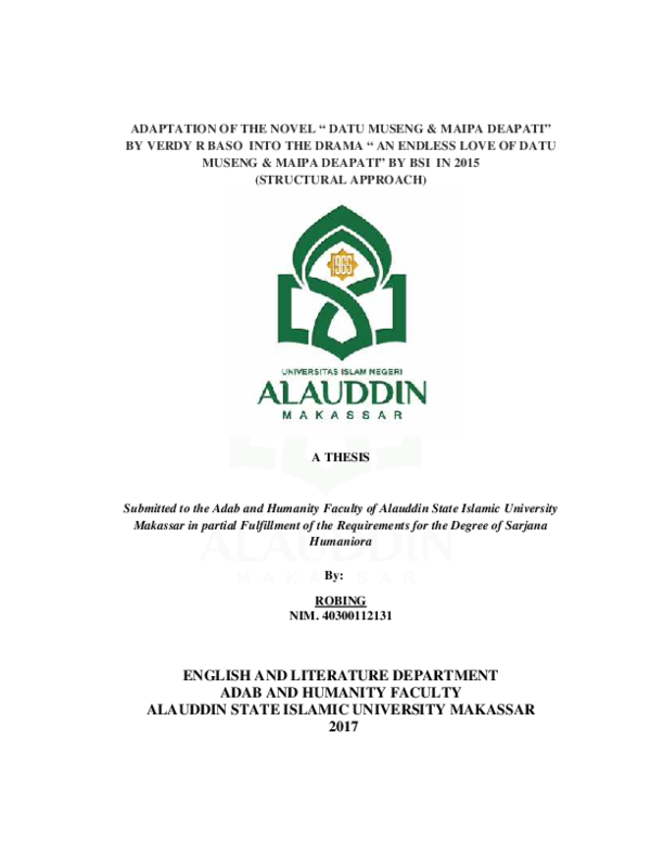 (PDF) Adaptation Of the Novel 