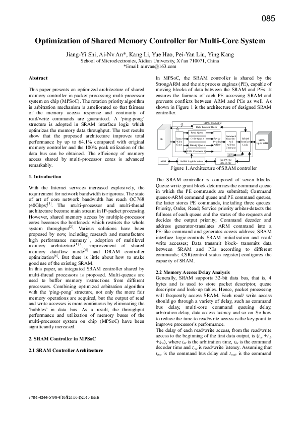 (PDF) Optimization of shared memory controller for multi-core system