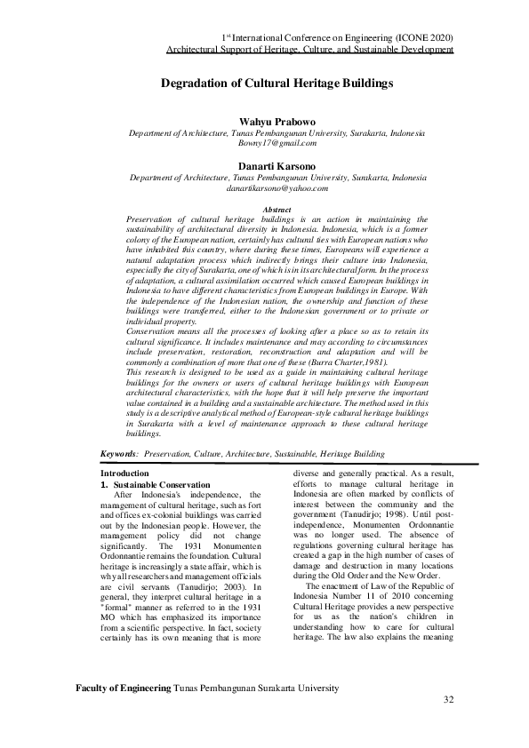 (PDF) Degradation of Cultural Heritage Buildings