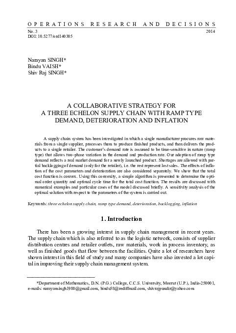 (PDF) A collaborative strategy for a three echelon supply chain with ...