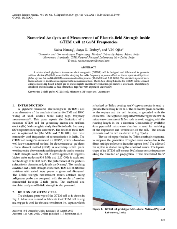 (PDF) Numerical Analysis and Measurement of Electric field Strength ...