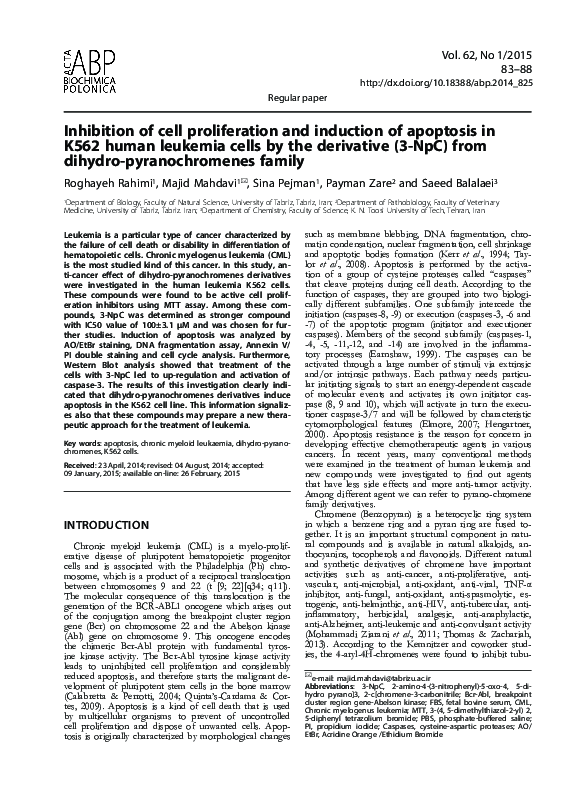 (PDF) Inhibition of cell proliferation and induction of apoptosis in ...