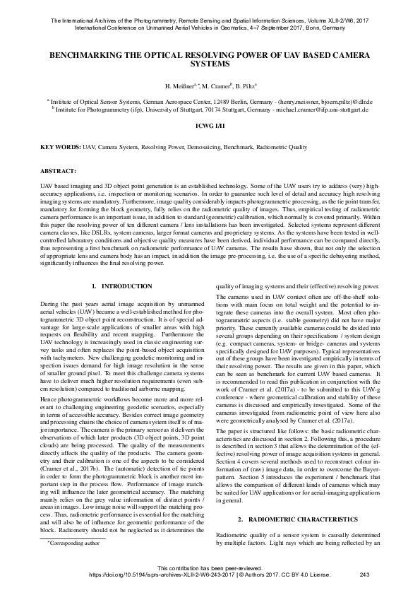 (PDF) Benchmarking the Optical Resolving Power of Uav Based Camera