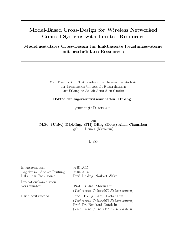 (PDF) Model-Based Cross-Design for Wireless Networked Control Systems