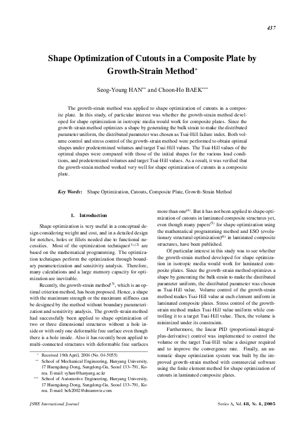 (PDF) Shape Optimization of Cutouts in a Composite Plate by Growth ...