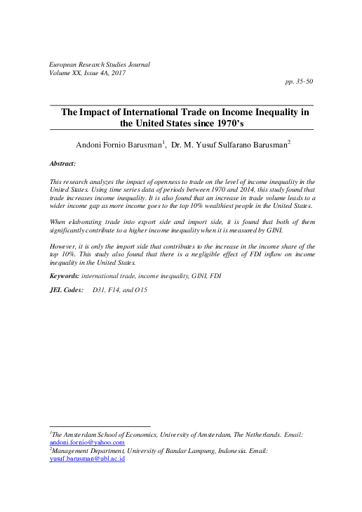 (PDF) The Impact of International Trade on Income Inequality in the ...
