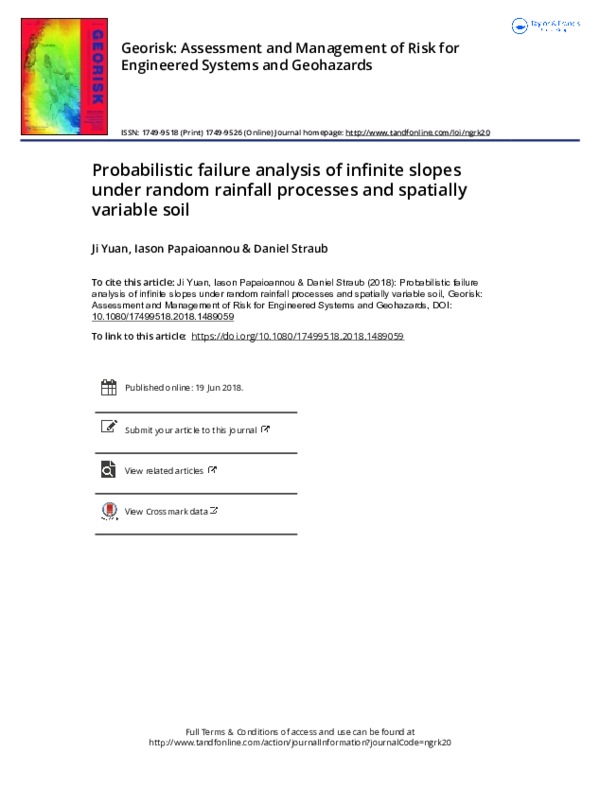 (PDF) Probabilistic failure analysis of infinite slopes under random ...