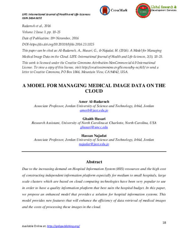 (PDF) A Model for Managing Medical Image Data on the Cloud