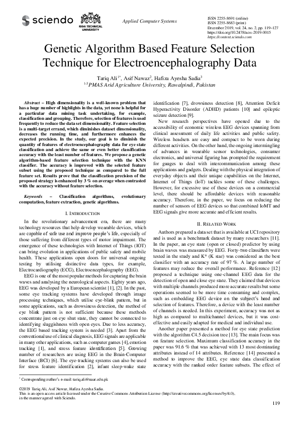 (PDF) Genetic Algorithm Based Feature Selection Technique for ...