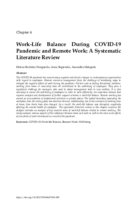 (PDF) Chapter 4. Work-Life Balance During COVID-19 Pandemic and Remote ...