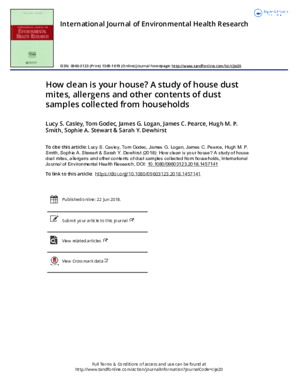 (PDF) How clean is your house? A study of house dust mites, allergens