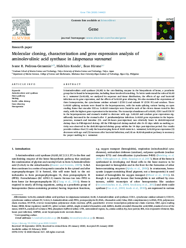 (PDF) Molecular cloning, characterization and gene expression of an ...