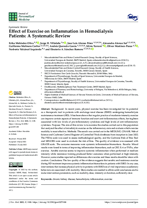 (PDF) Effect of Exercise on Inflammation in Hemodialysis Patients: A ...