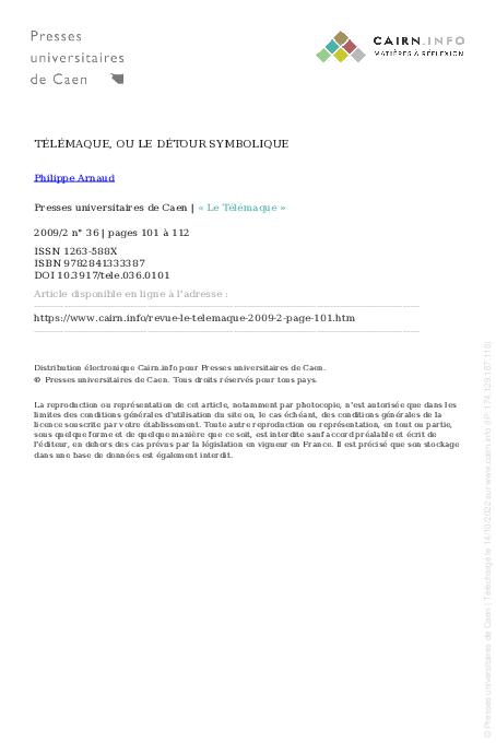 (PDF) Télémaque, ou le détour symbolique