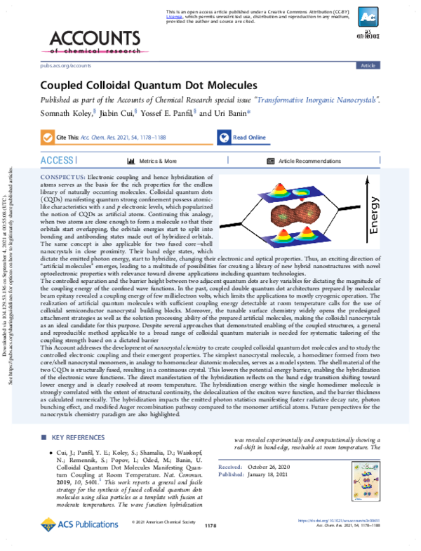 (PDF) Coupled Colloidal Quantum Dot Molecules