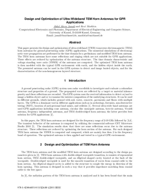 (PDF) Design and optimization of ultra-wideband TEM horn antennas for ...