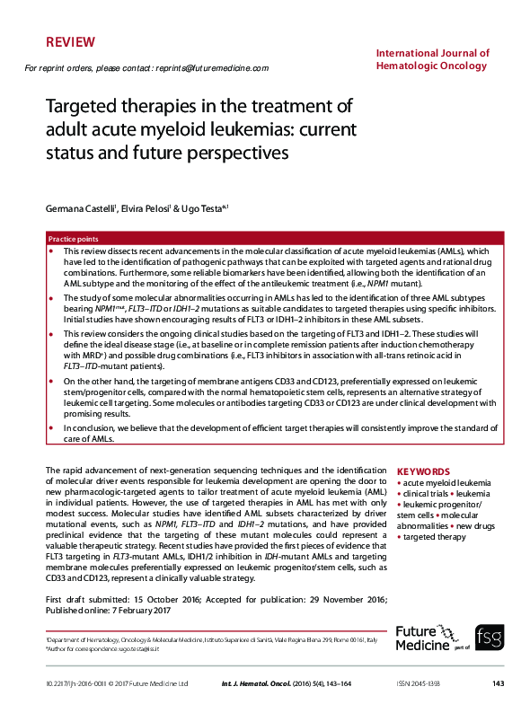(PDF) Targeted therapies in the treatment of adult acute myeloid ...
