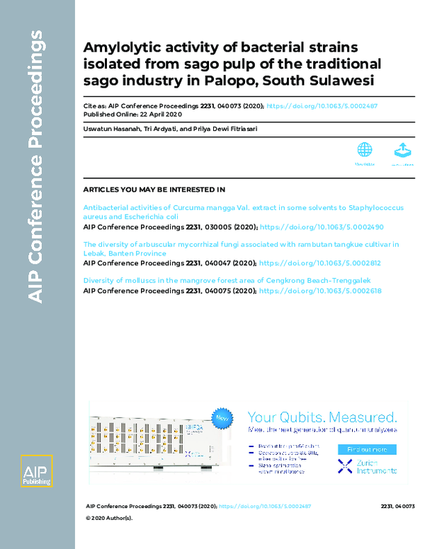 (PDF) Amylolytic activity of bacterial strains isolated from sago pulp ...