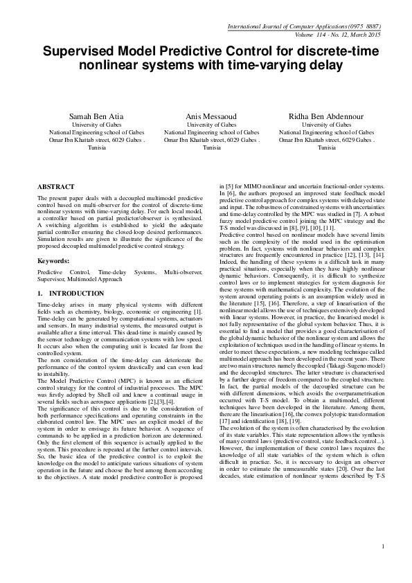 (PDF) Supervised Model Predictive Control for Discrete-time Nonlinear ...