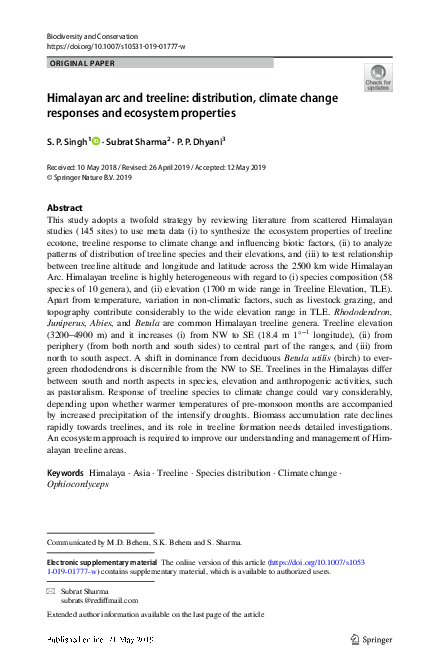 (PDF) Himalayan arc and treeline: distribution, climate change ...