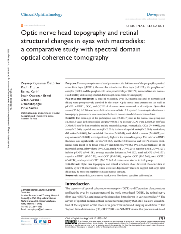 (PDF) Optic nerve head topography and retinal structural changes in ...