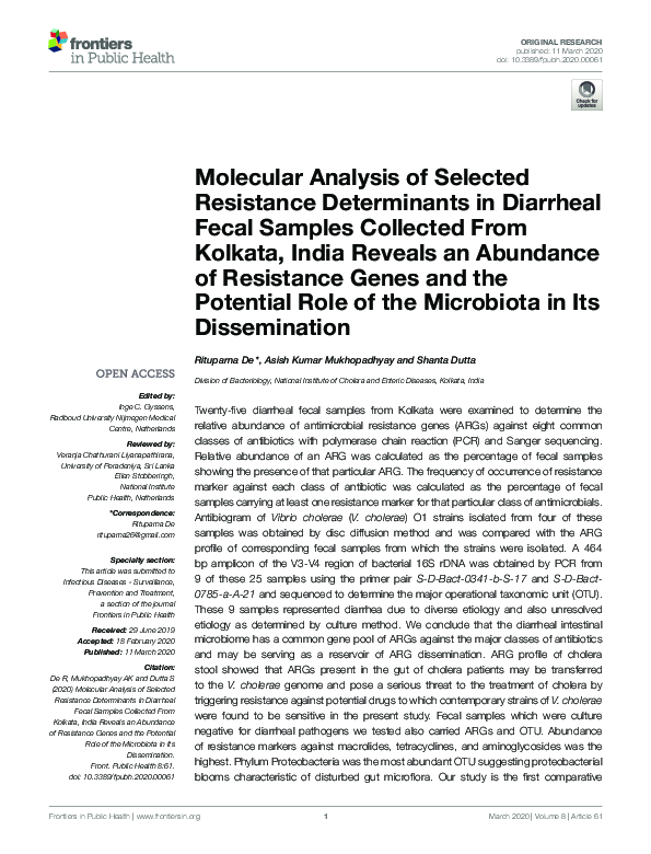 (PDF) Molecular Analysis of Selected Resistance Determinants in ...