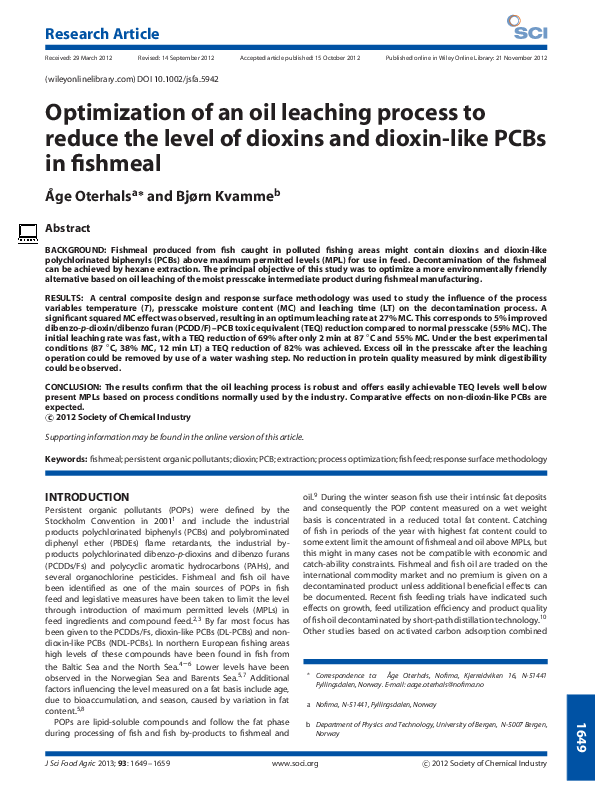 (PDF) Optimization of an oil leaching process to reduce the level of ...