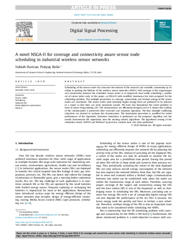 (PDF) A novel NSGA-II for coverage and connectivity aware sensor node ...