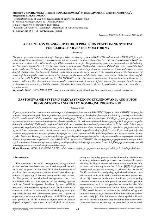 (PDF) Application of Asg-Eupos High Precision Positioning System for ...