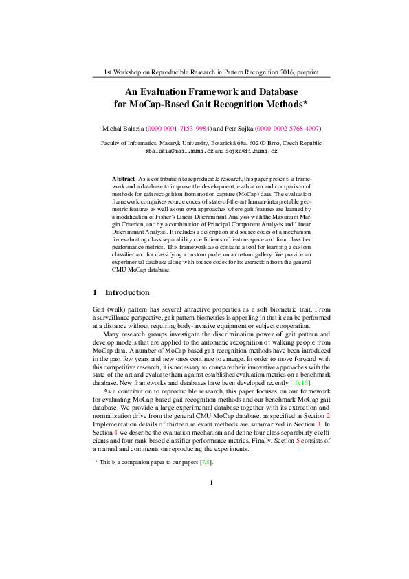 (PDF) An Evaluation Framework and Database for MoCap-Based Gait ...