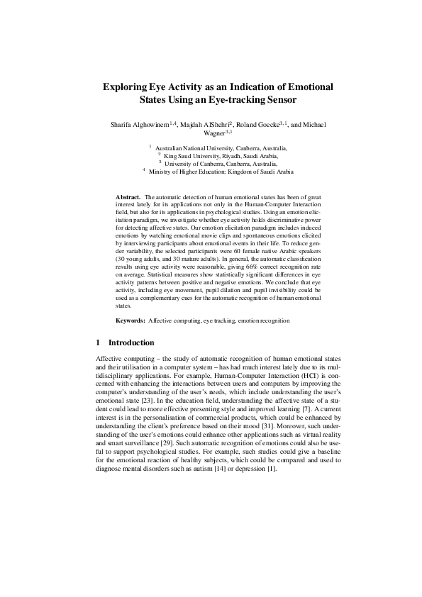(PDF) Exploring Eye Activity as an Indication of Emotional States Using ...