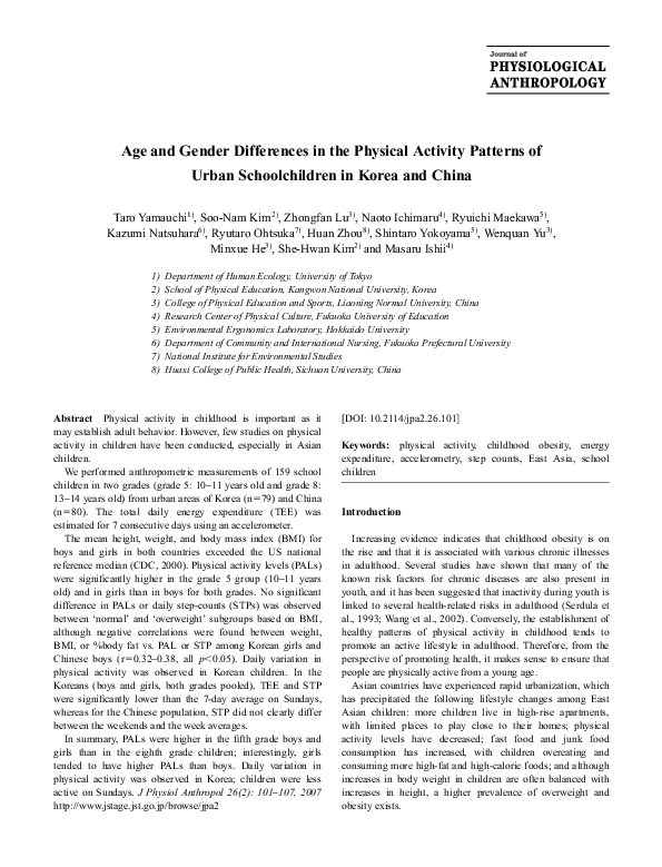 (PDF) Age and Gender Differences in the Physical Activity Patterns of ...