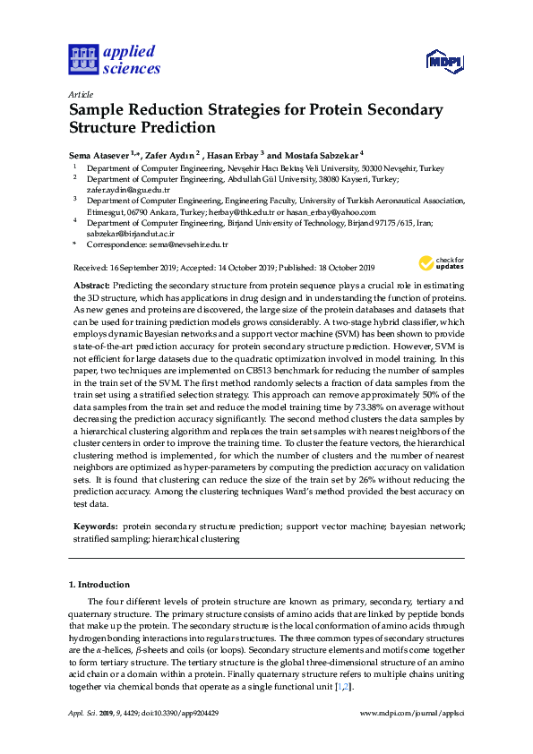 (PDF) Sample Reduction Strategies for Protein Secondary Structure ...
