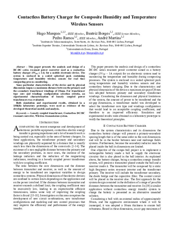 (PDF) Contactless battery charger for composite humidity and ...