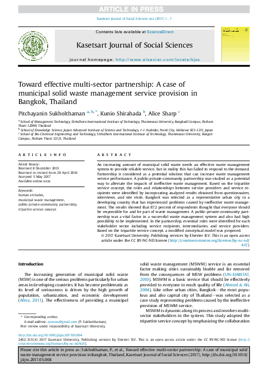 (PDF) Toward effective multi-sector partnership: A case of municipal ... - Patio Waste Management Partnership Structures Pdf