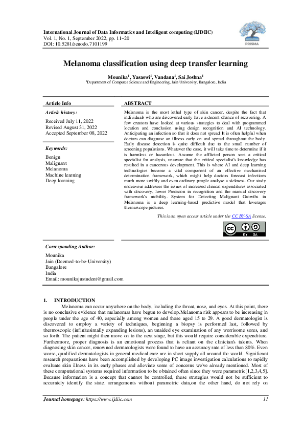Pdf Melanoma Classification Using Deep Transfer Learning