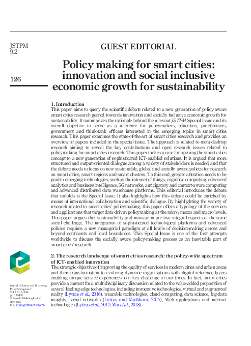 (PDF) Policy making for smart cities: innovation and social inclusive ...